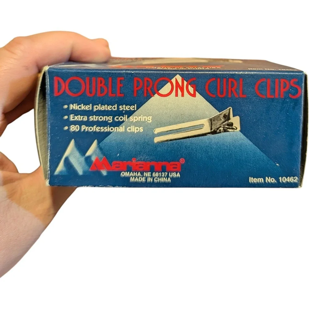 Marianna Double Prong Curl Hair Clips 80 Count #10462‎ Professional Salon Nickel
